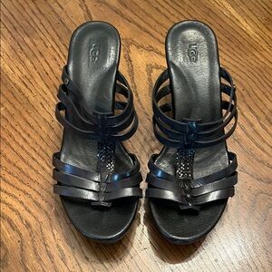 Ugg Mattie Black Strap Wedge Sandals,‎ size 8 1/2